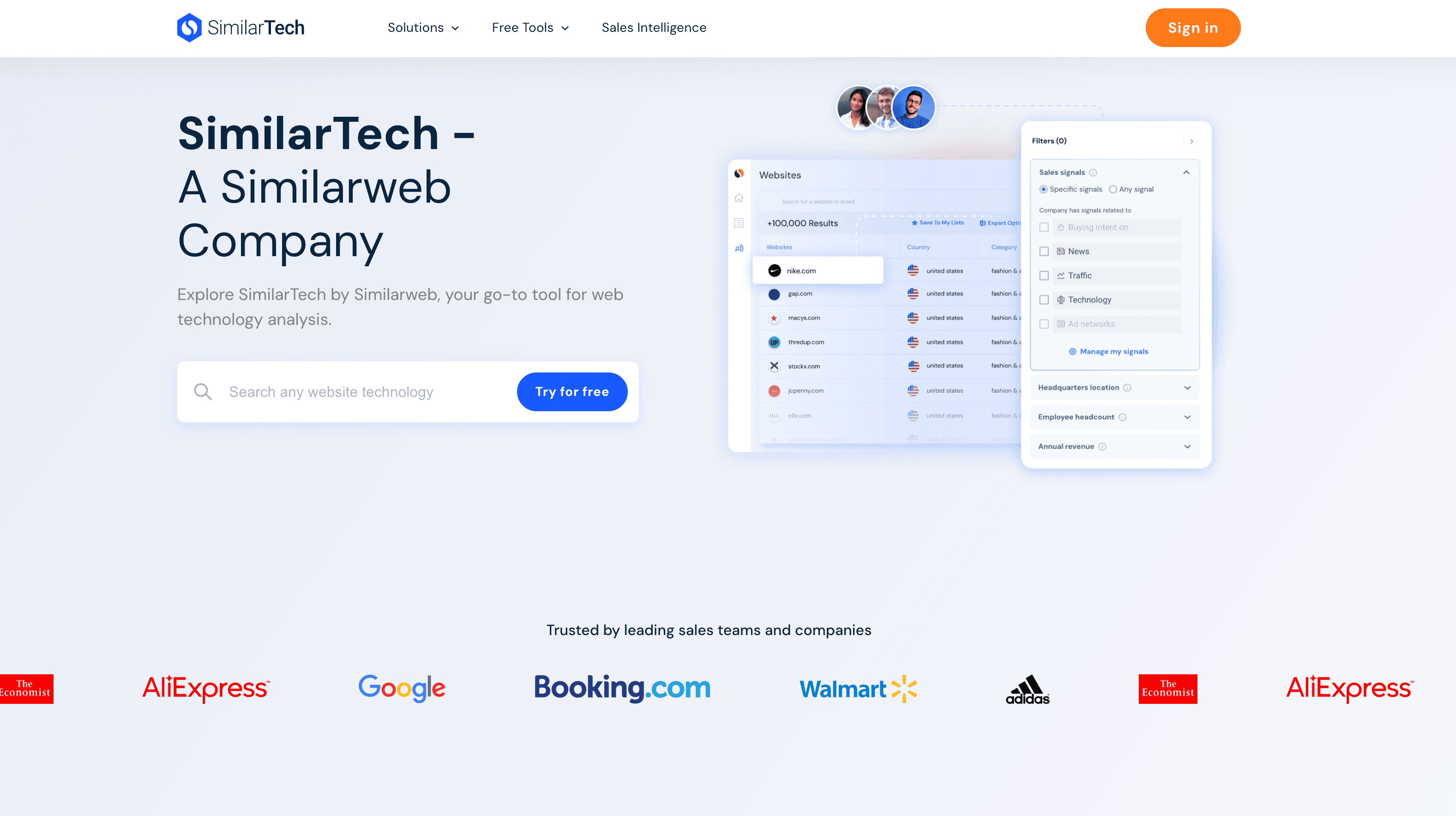 SimilarTech B2B technology intelligence