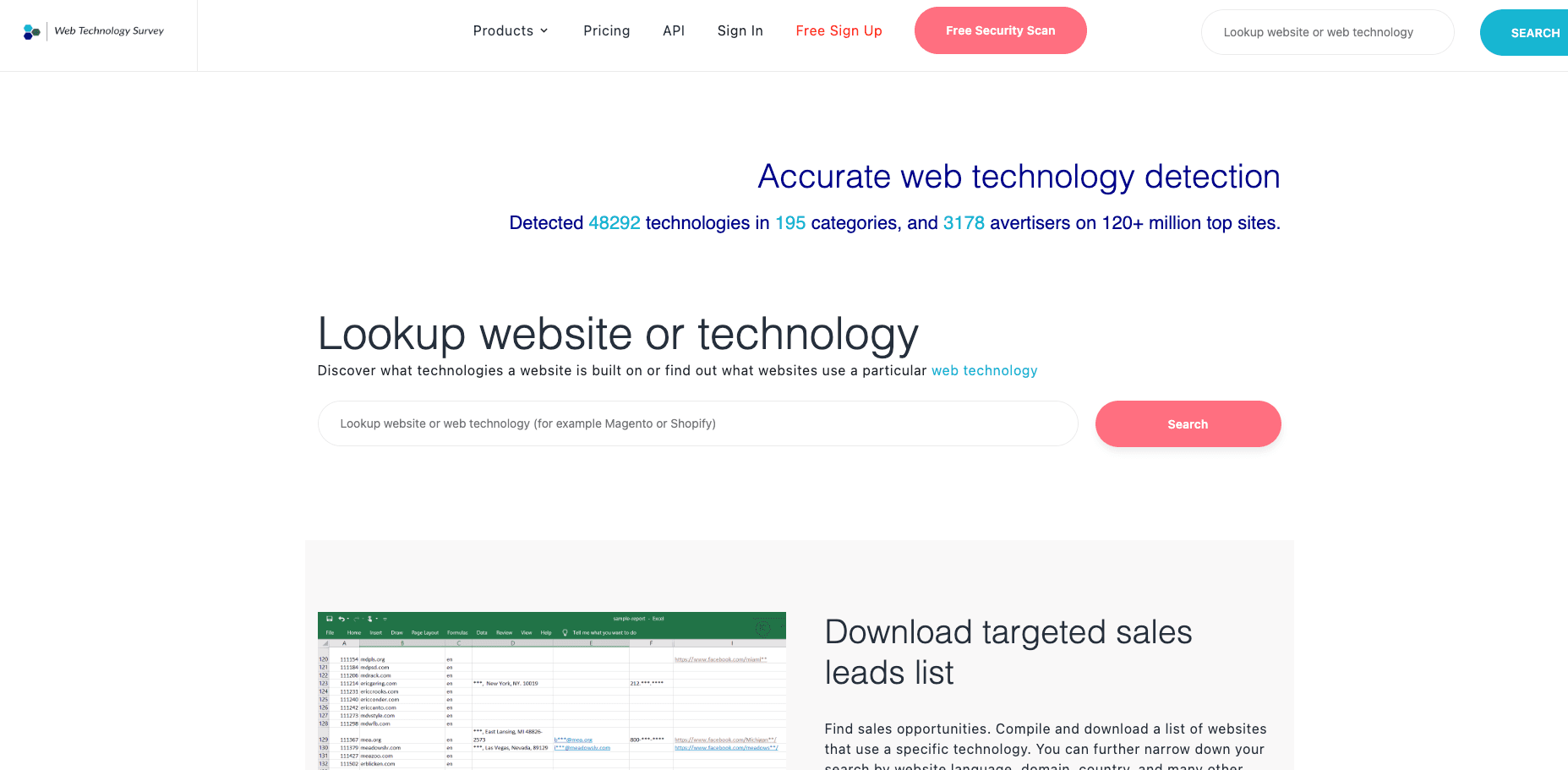 WebTechSurvey simple technology detection